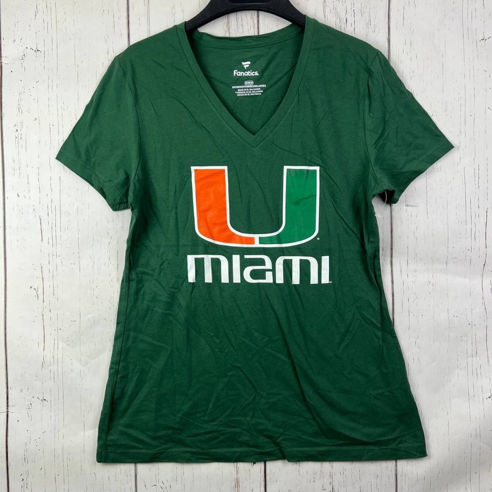 Miami Hurricanes NCAA Medium Fanatics Casual T-Shirt Green New Women
